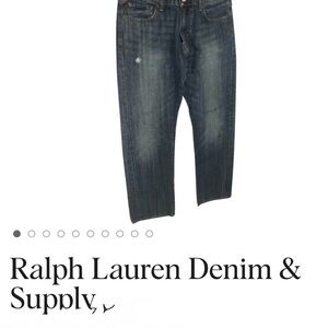 Denim & Supply Ralph Lauren Dark Blue  slouch jeans distressed with flag. 38x30